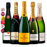 5 Champagne Set: Taittinger Brut Réserve, Moët & Chandon Impérial, Veuve Clicquot Brut, Bollinger Special Cuvée 007 & Pol Roger Réserve Brut 5×750 ml