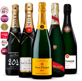 5 Champagne Set: Moët Grand Vintage 2012, Moët Impérial Brut, Veuve Clicquot Brut, Mumm Cordon Rouge & Taittinger Brut Réserve 5×750 ml